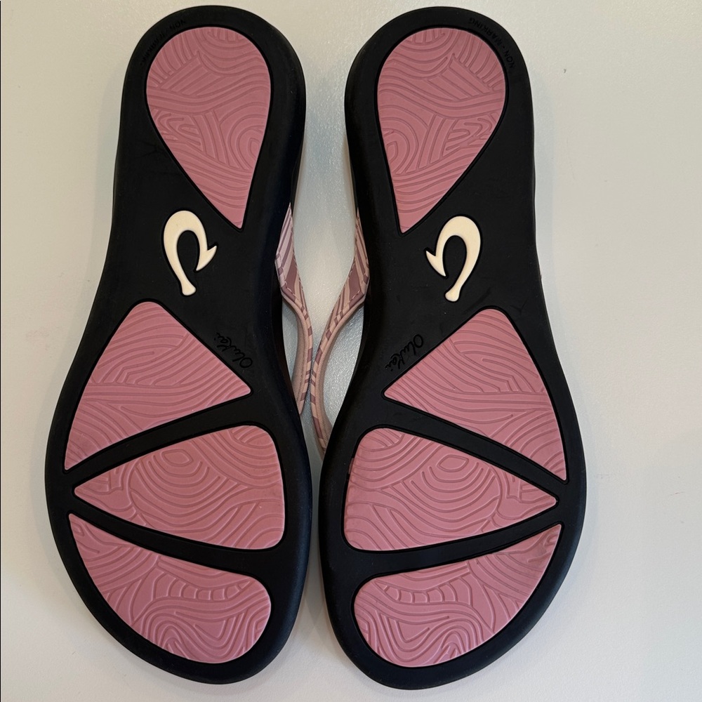New Olukai Women’s Kulapa Kai Pink/Black Flip Flops. Size 8. - Picture 4 of 5